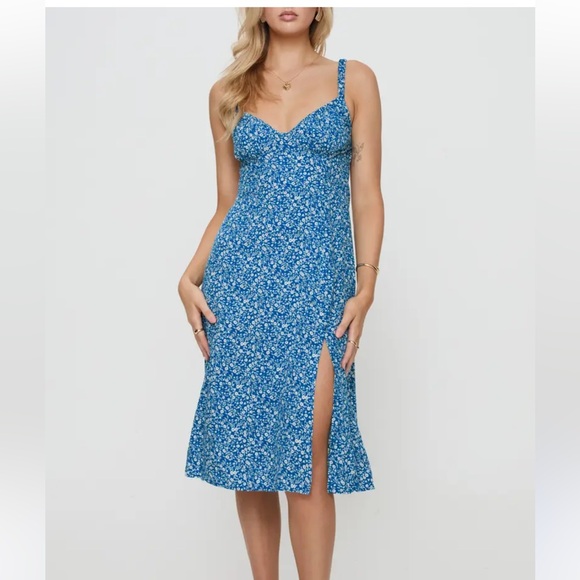 Princess Polly Georgia Print Floral Open Back Midi Dress - Picture 1 of 14